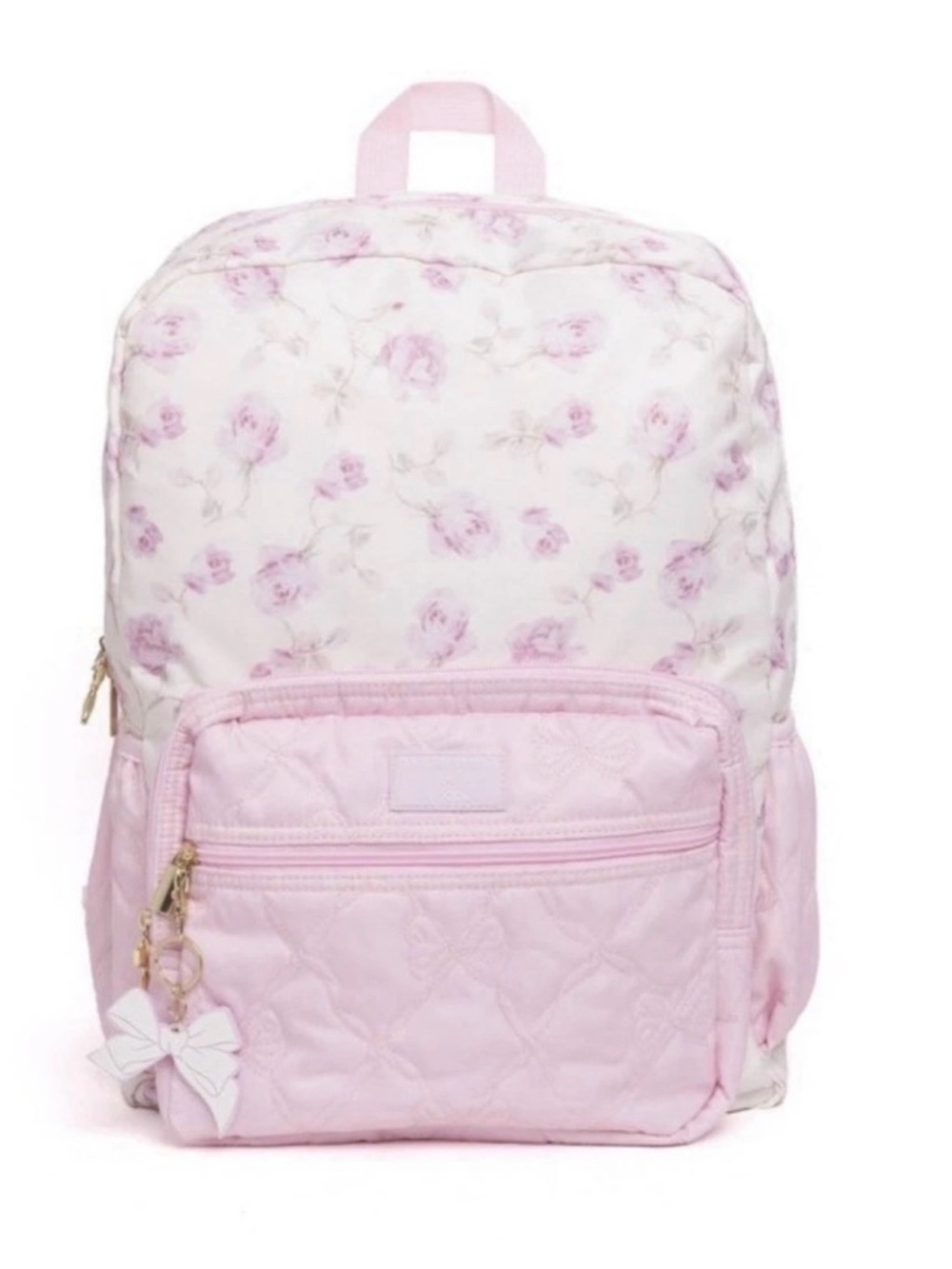 LoveShackFancy Pink Floral Quilted Backpack
